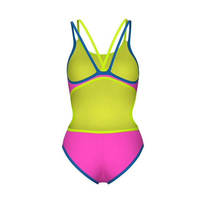 W One Double Cross Back One Piece pink-blue river Arena