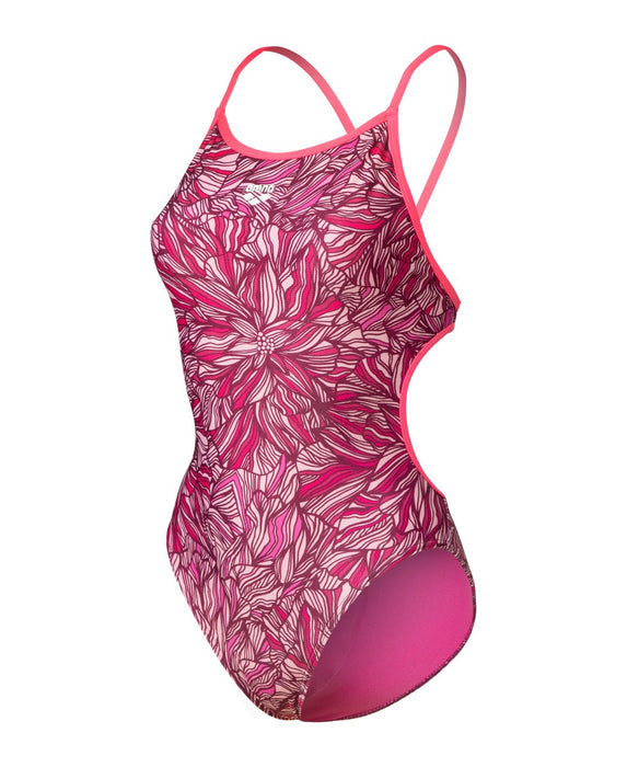 W Pink Dahlia Swimsuit Lace Back shocking pink-multi